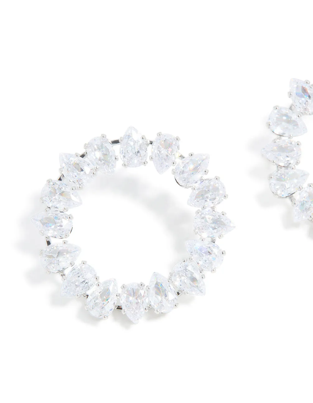 Silver Cubic Zirconia Pear Circle Stud Earrings sold by lovisa product image thumbnail 2