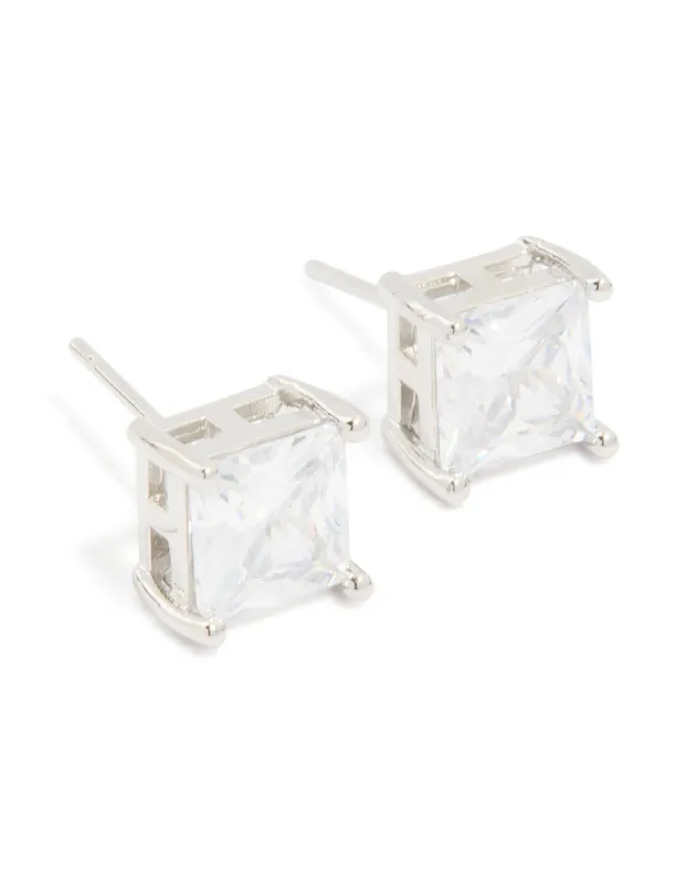 Mens Waterproof Stainless Steel Square Cubic Zirconia Stud Earrings sold by lovisa