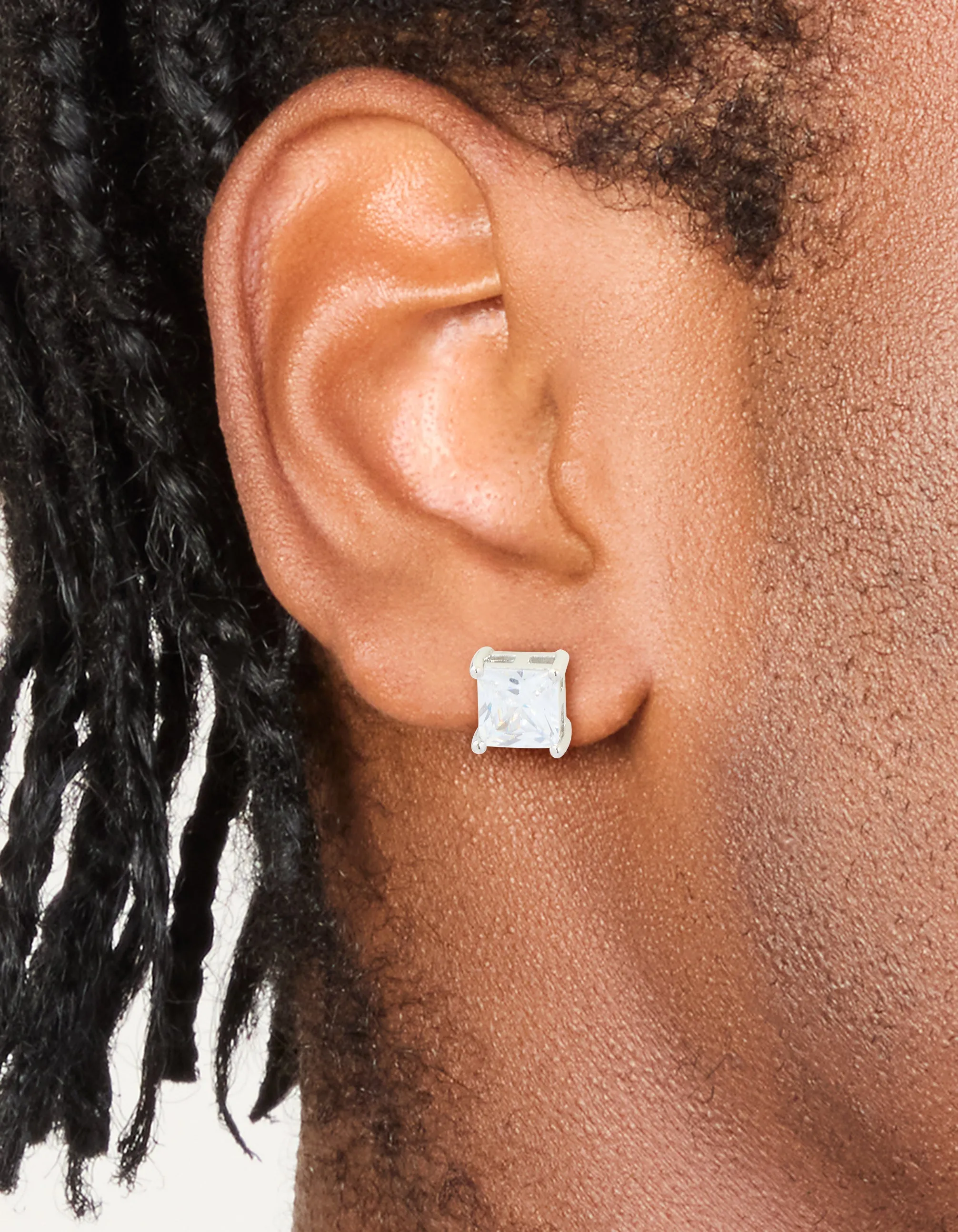 Mens Waterproof Stainless Steel Square Cubic Zirconia Stud Earrings sold by lovisa product image thumbnail 2