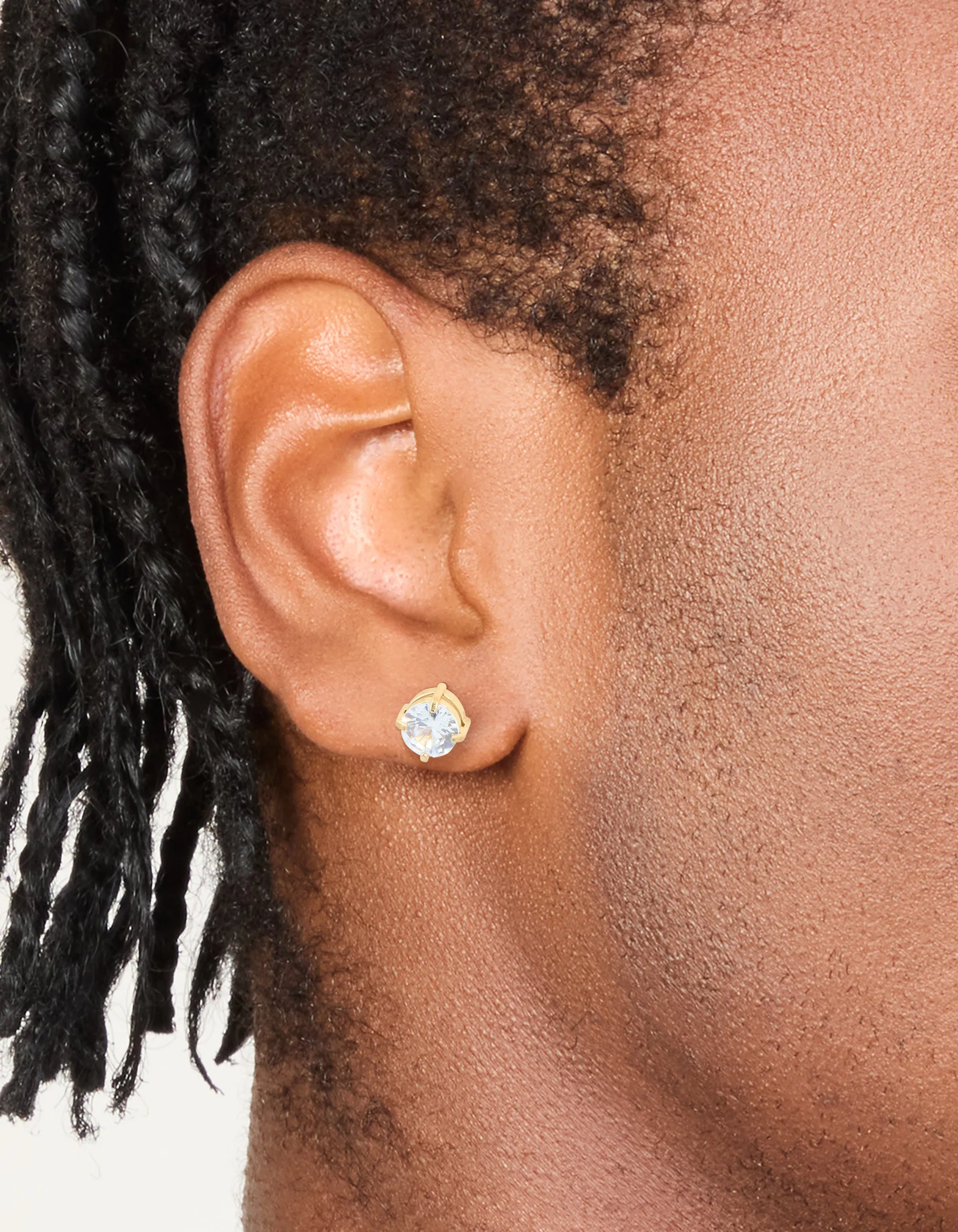 Mens Waterproof Gold Plated Stainless Steel Small Round Cubic Zirconia Stud Earrings sold by lovisa product image thumbnail 2