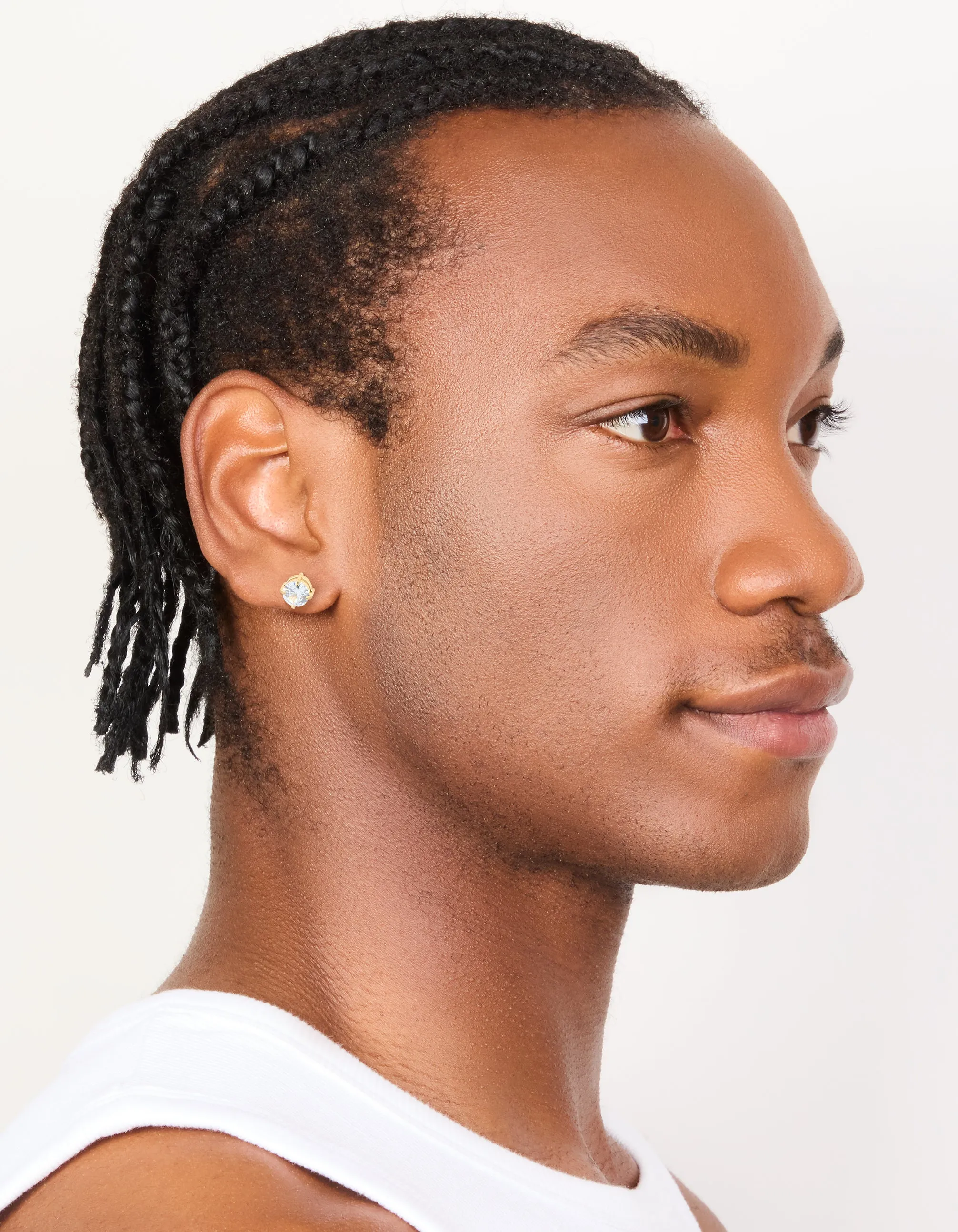 Mens Waterproof Gold Plated Stainless Steel Small Round Cubic Zirconia Stud Earrings sold by lovisa product image thumbnail 3