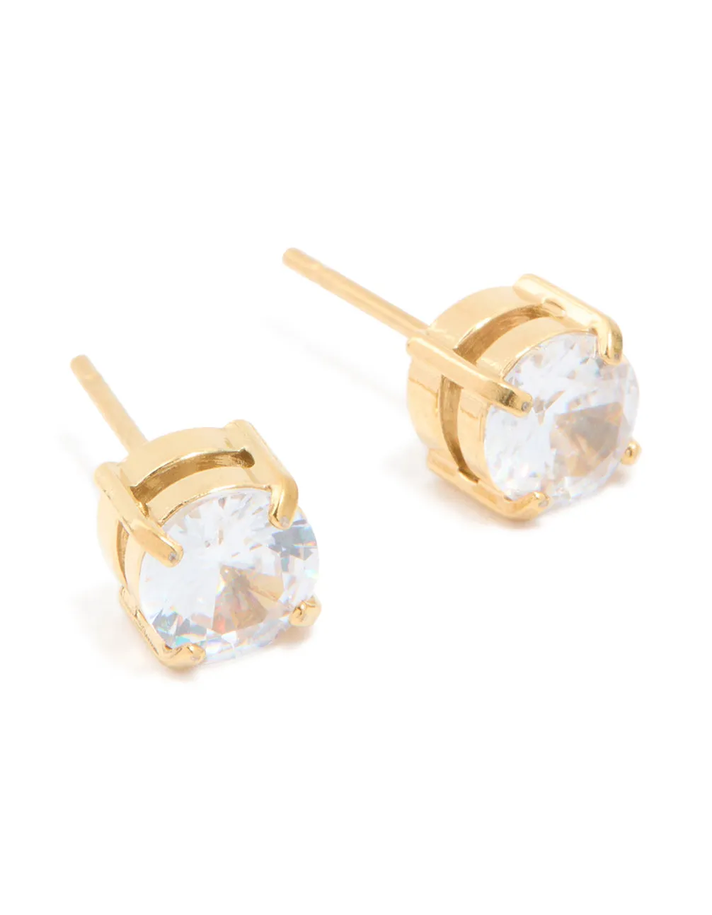 Mens Waterproof Gold Plated Stainless Steel Small Round Cubic Zirconia Stud Earrings sold by lovisa