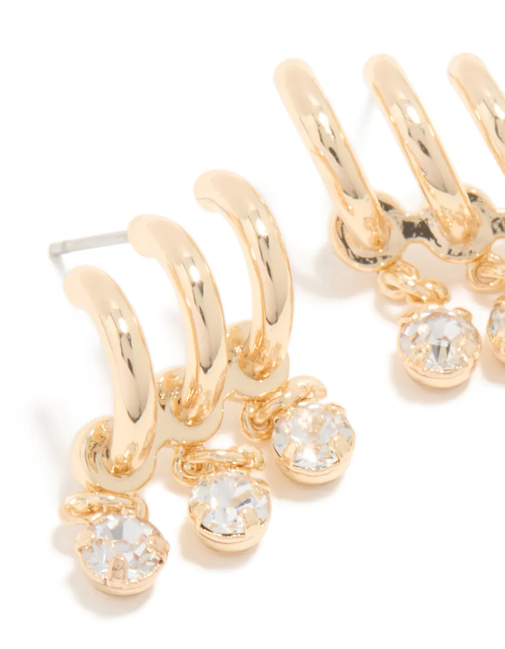 Gold Cubic Zirconia Triple Layered Earrings sold by lovisa product image thumbnail 2