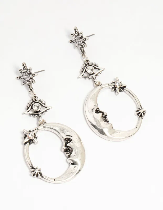 Silver Moon Celestial Drop Earrings sold by lovisa