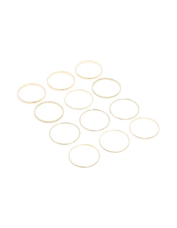 Gold Textured Bangles 12-Pack sold by lovisa