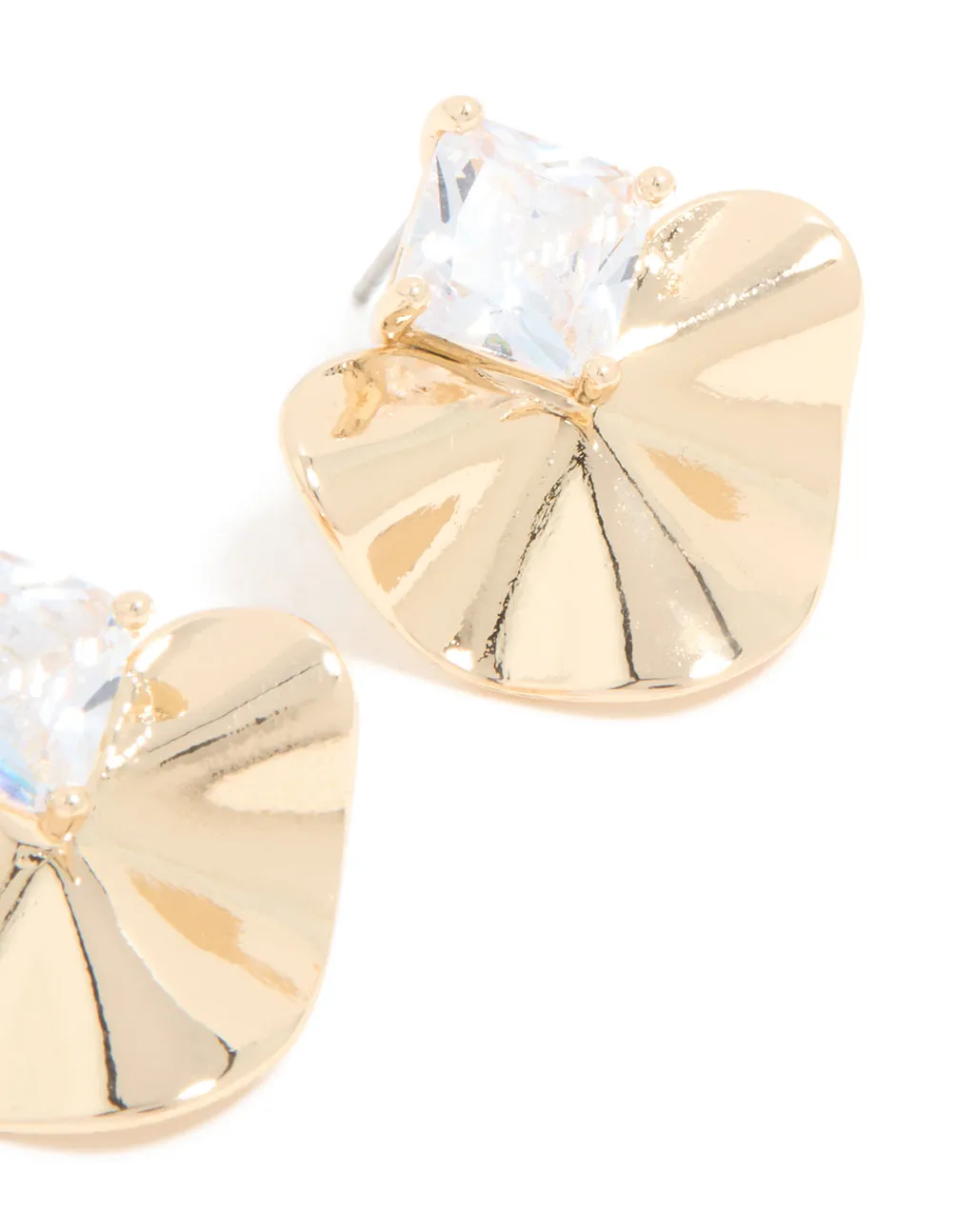 Gold Cubic Zirconia Wavy Stud Earrings sold by lovisa product image thumbnail 3