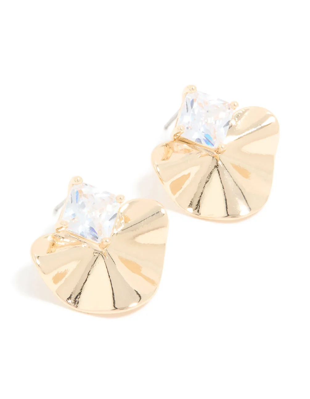Gold Cubic Zirconia Wavy Stud Earrings sold by lovisa