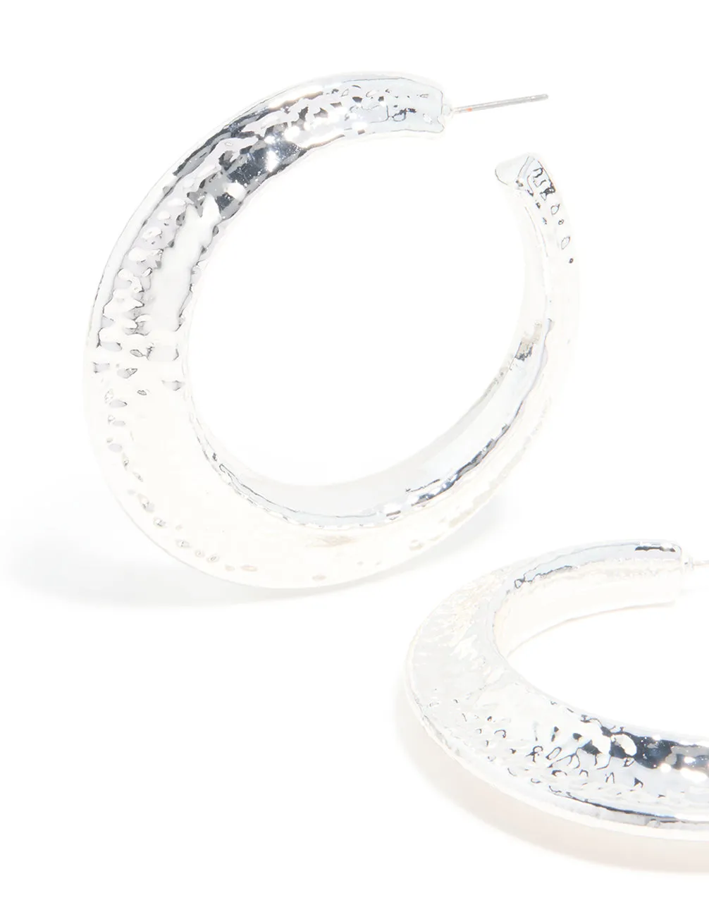 Silver Hammered Textured Hoop Earrings sold by lovisa product image thumbnail 2