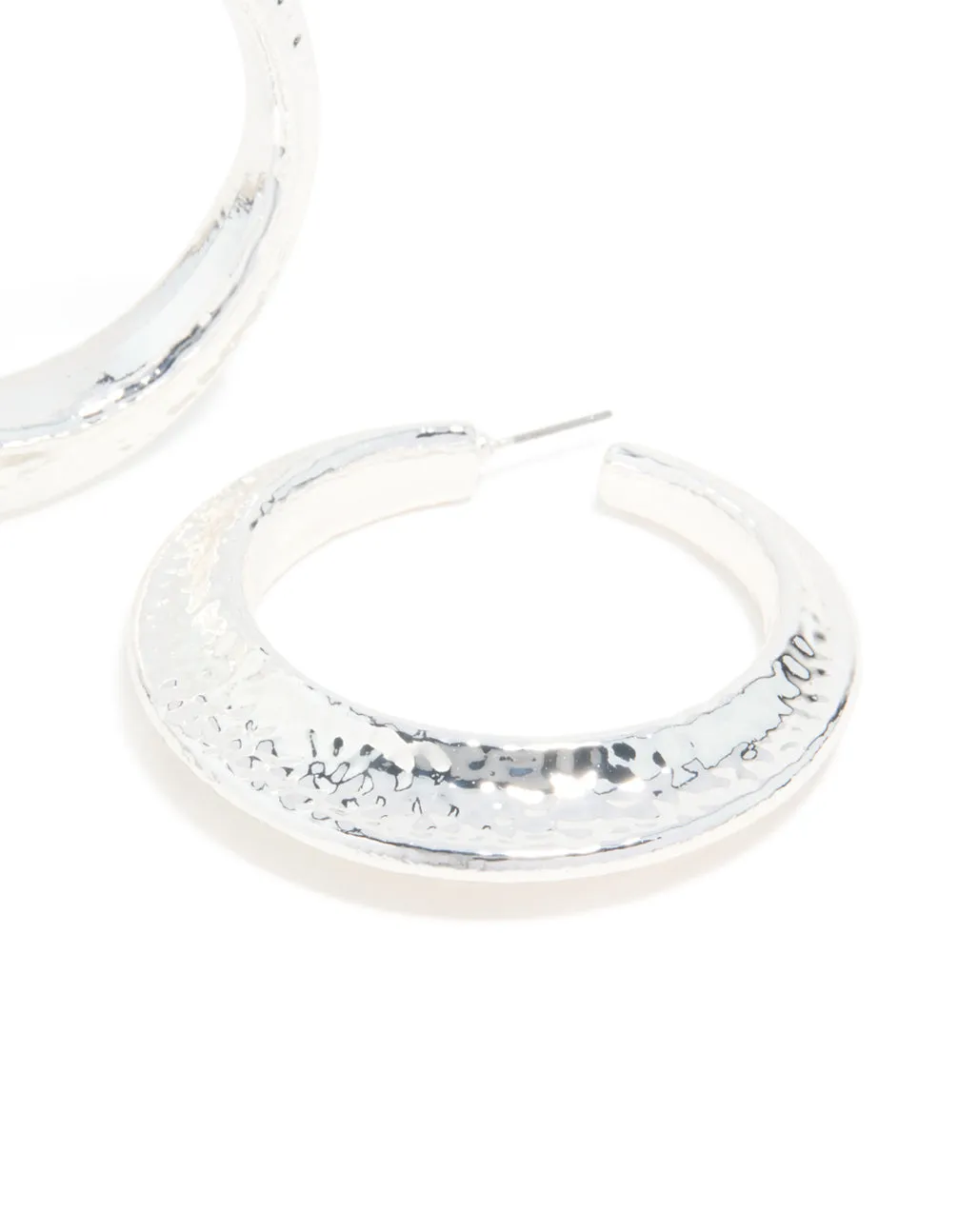 Silver Hammered Textured Hoop Earrings sold by lovisa product image thumbnail 3
