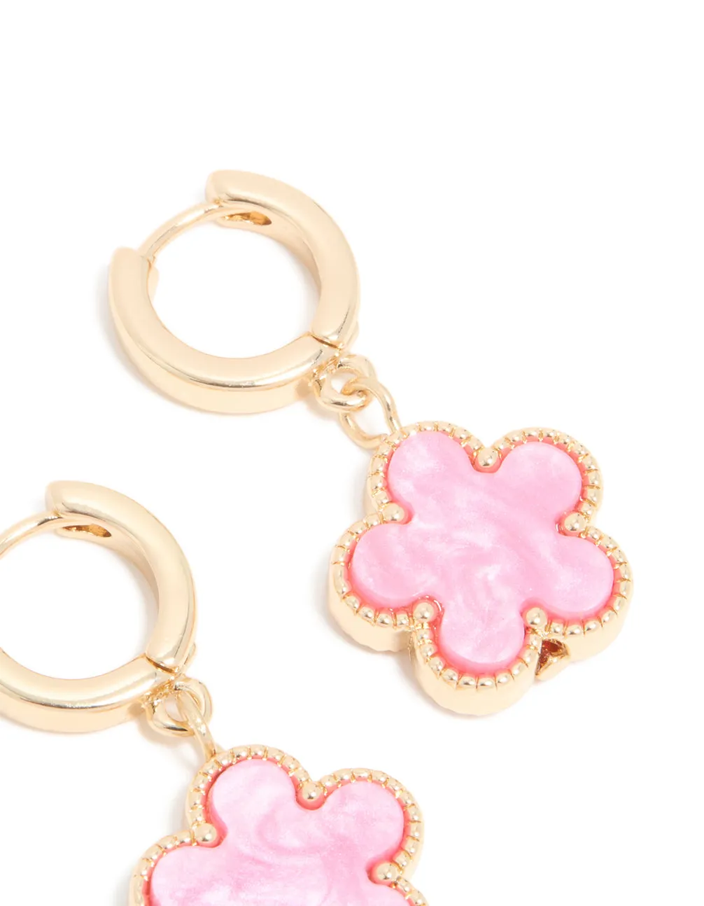 Gold Pink Flower Drop Huggie Earrings sold by lovisa product image thumbnail 3