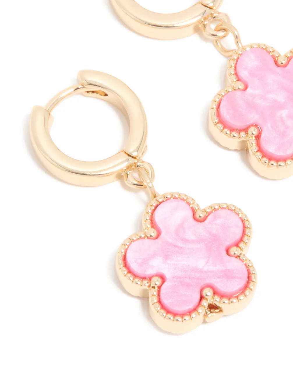 Gold Pink Flower Drop Huggie Earrings sold by lovisa product image thumbnail 2
