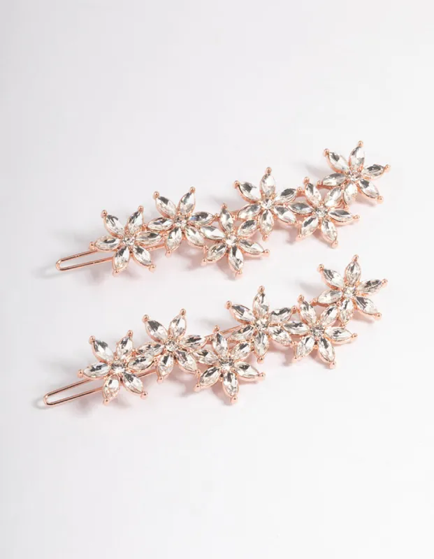 Rose Gold Diamante Flower Hair Pin Pack sold by lovisa