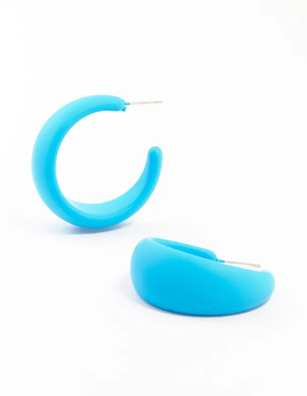 Blue Coated Pointed Wide Hoop Earrings sold by lovisa