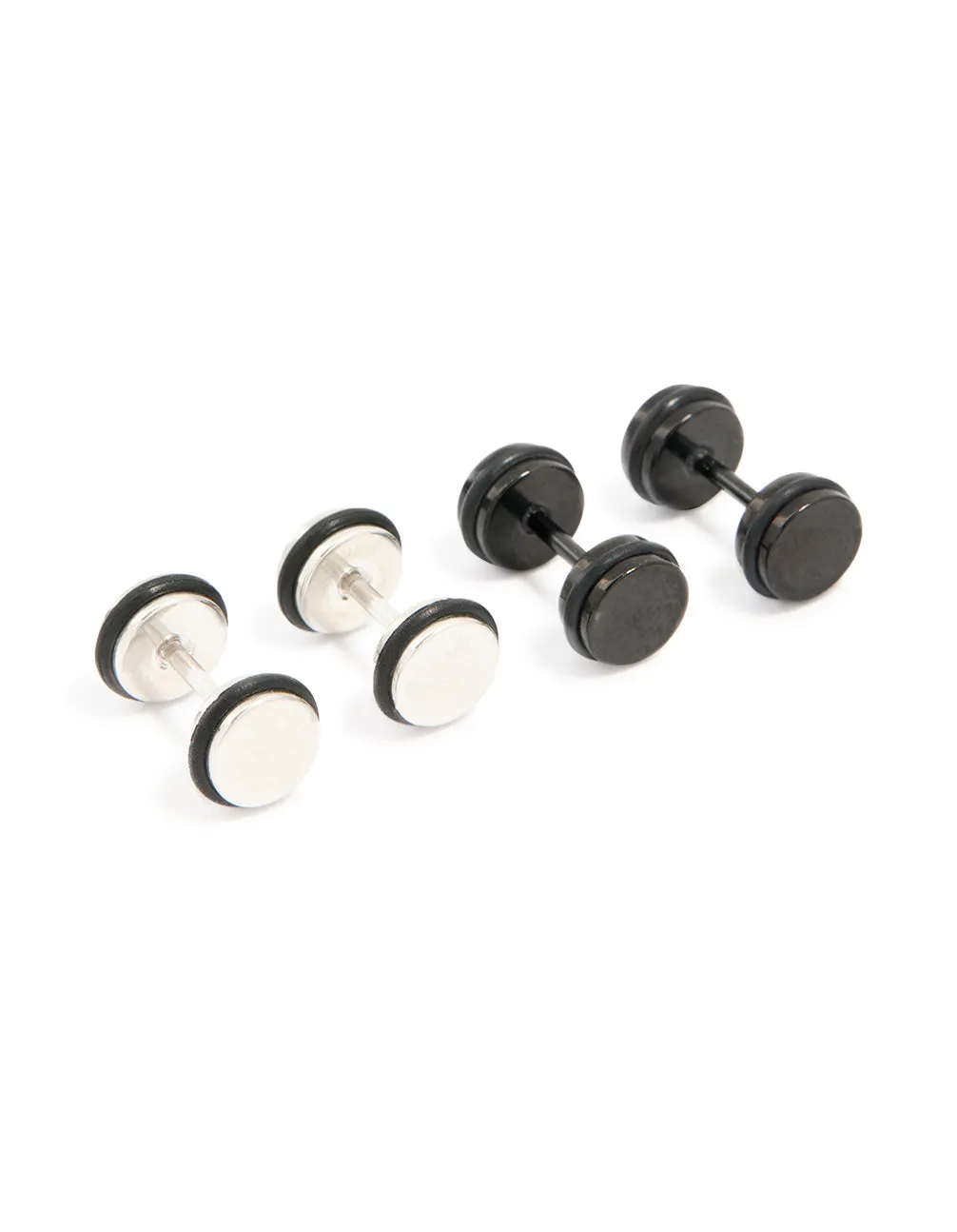 Mens Waterproof Stainless Steel Black Coated Metal Mixed Flat Back Studs 2-Pack sold by lovisa