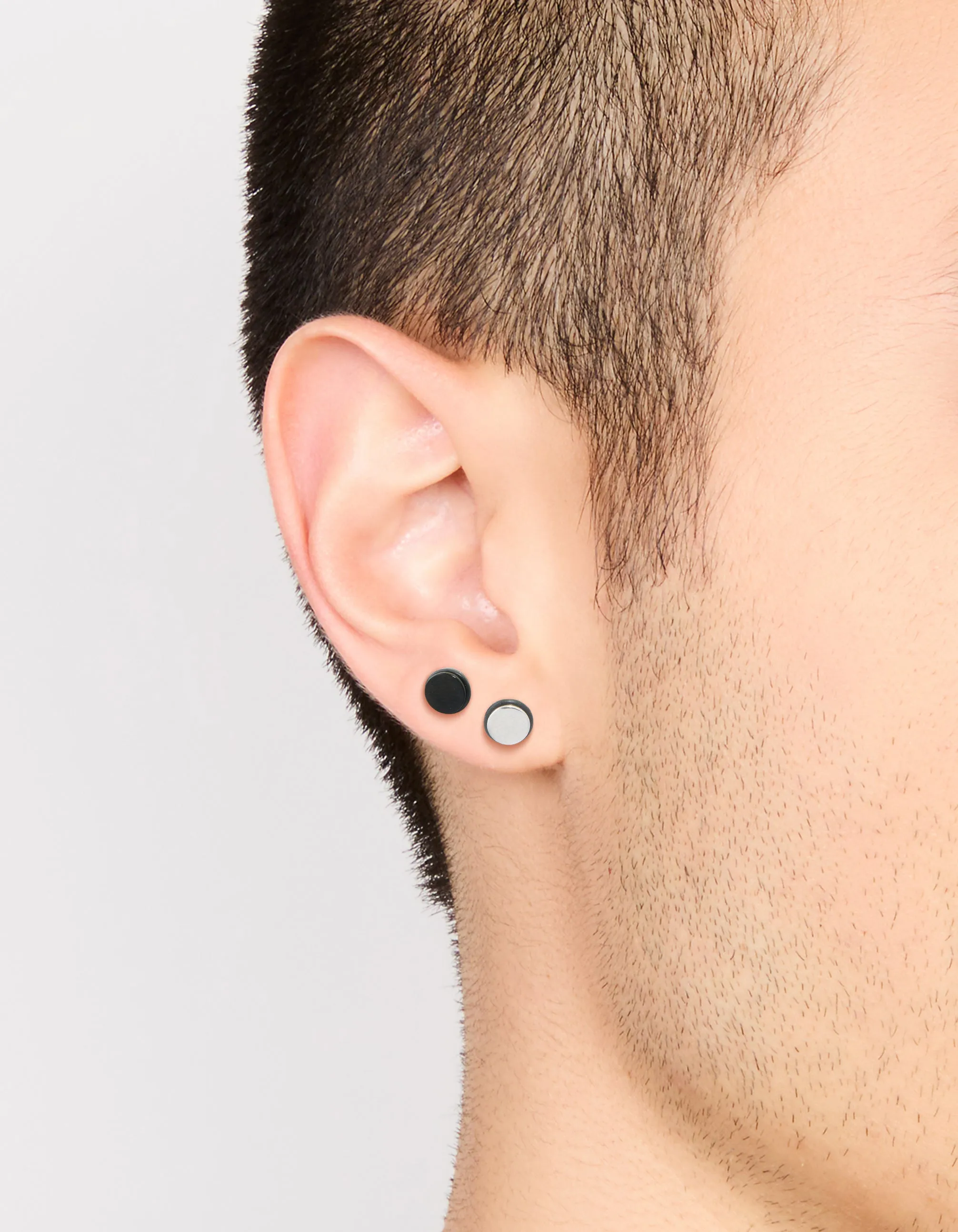 Mens Waterproof Stainless Steel Black Coated Metal Mixed Flat Back Studs 2-Pack sold by lovisa product image thumbnail 2