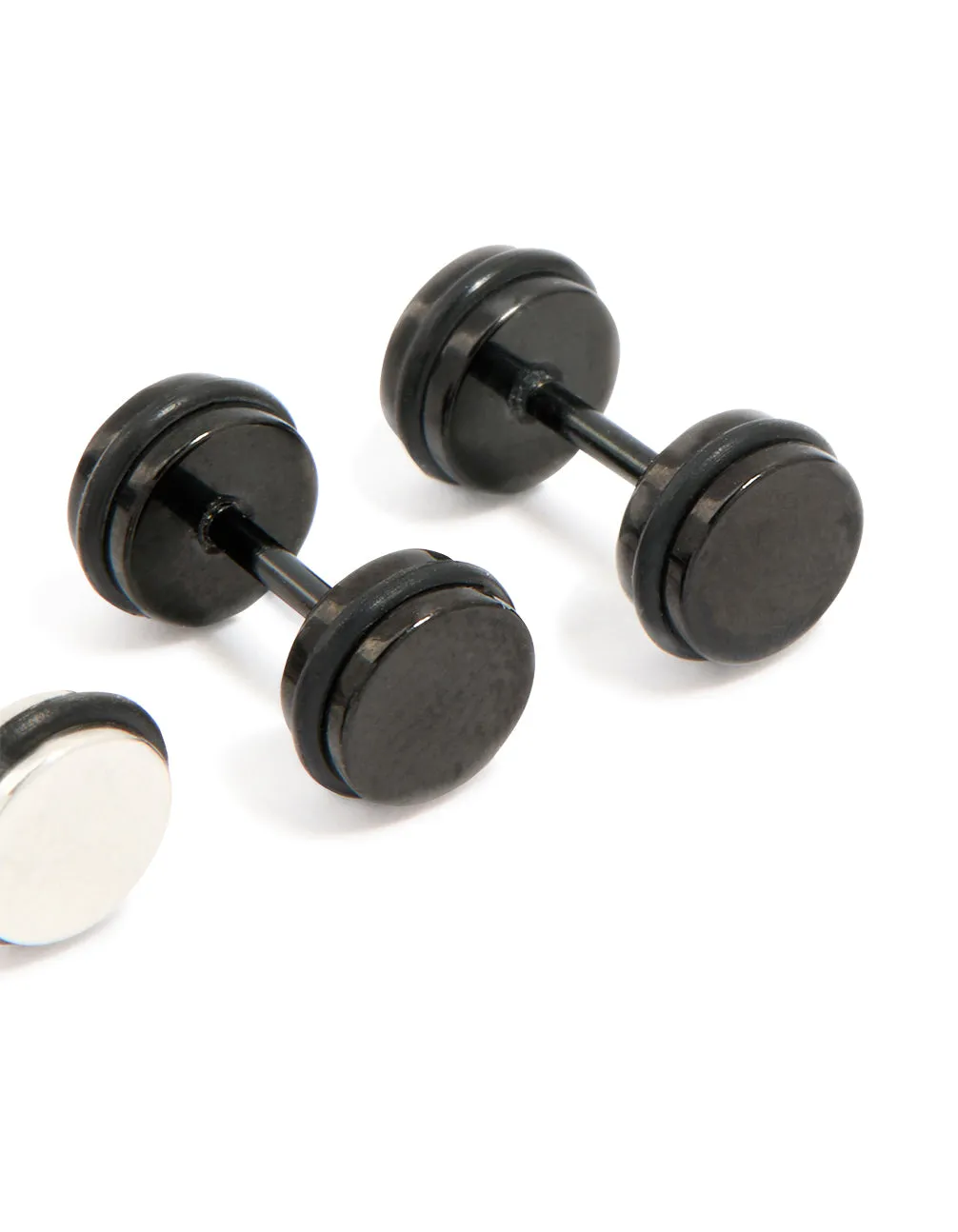 Mens Waterproof Stainless Steel Black Coated Metal Mixed Flat Back Studs 2-Pack sold by lovisa product image thumbnail 5