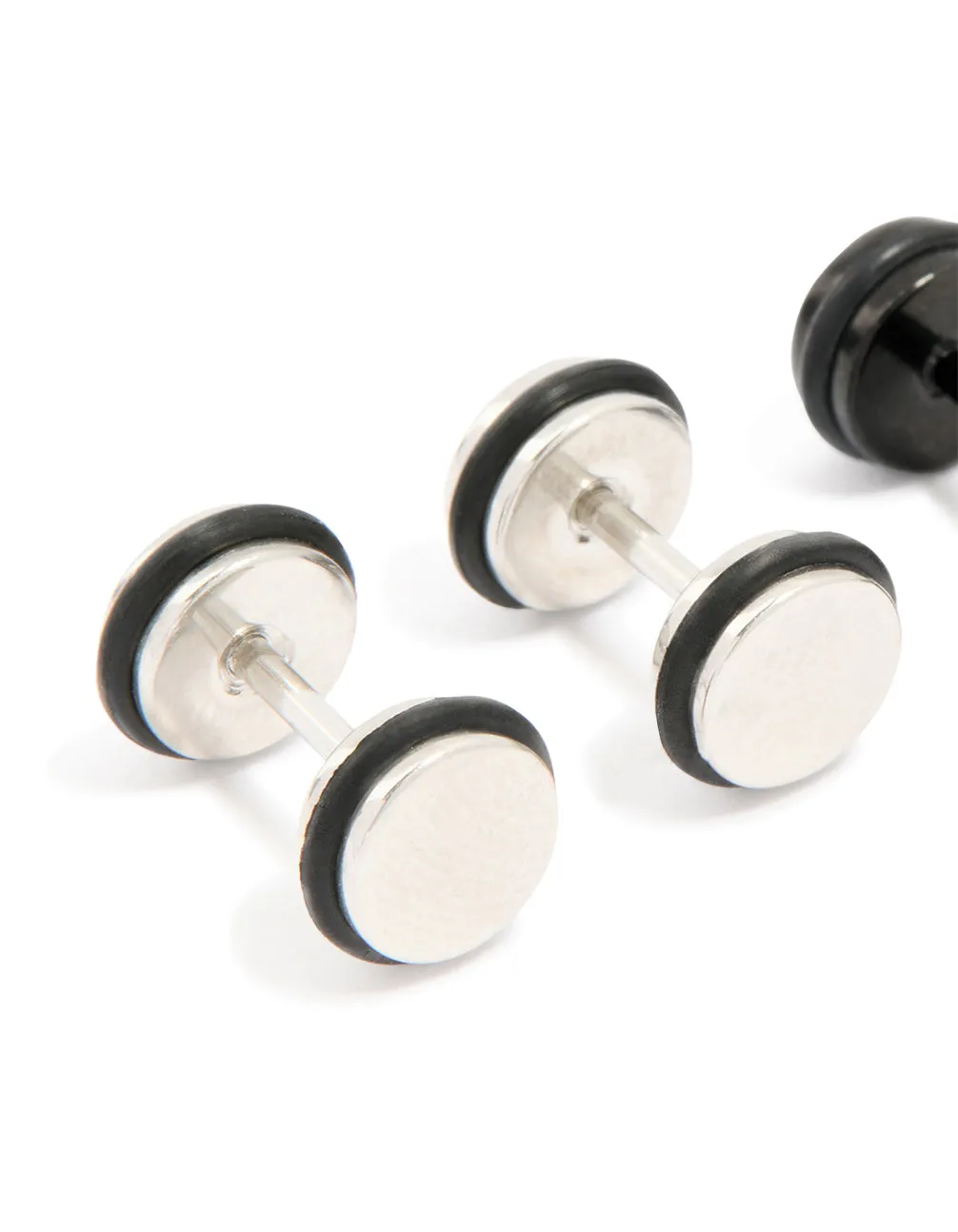 Mens Waterproof Stainless Steel Black Coated Metal Mixed Flat Back Studs 2-Pack sold by lovisa product image thumbnail 4