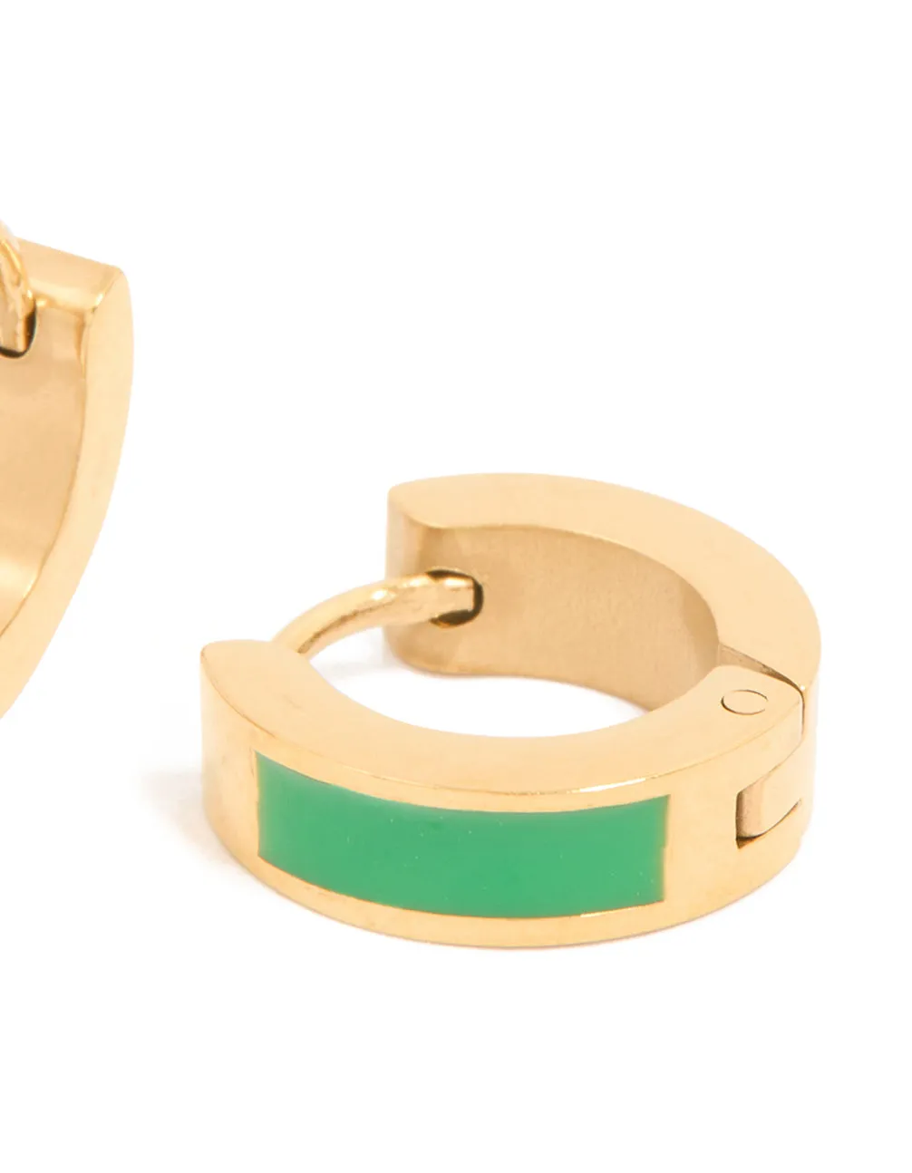 Waterproof Gold Plated Stainless Steel Small Green Enamel Inlay Huggie Earrings sold by lovisa product image thumbnail 5