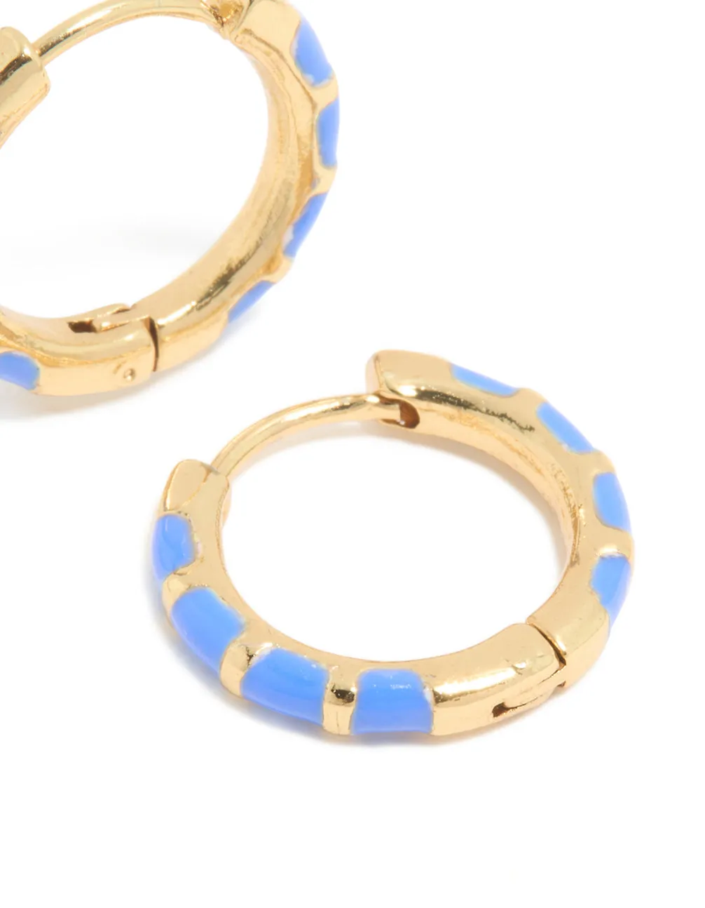 Waterproof Gold Plated Stainless Steel Blue Enamel Bamboo Huggie Earrings sold by lovisa product image thumbnail 5
