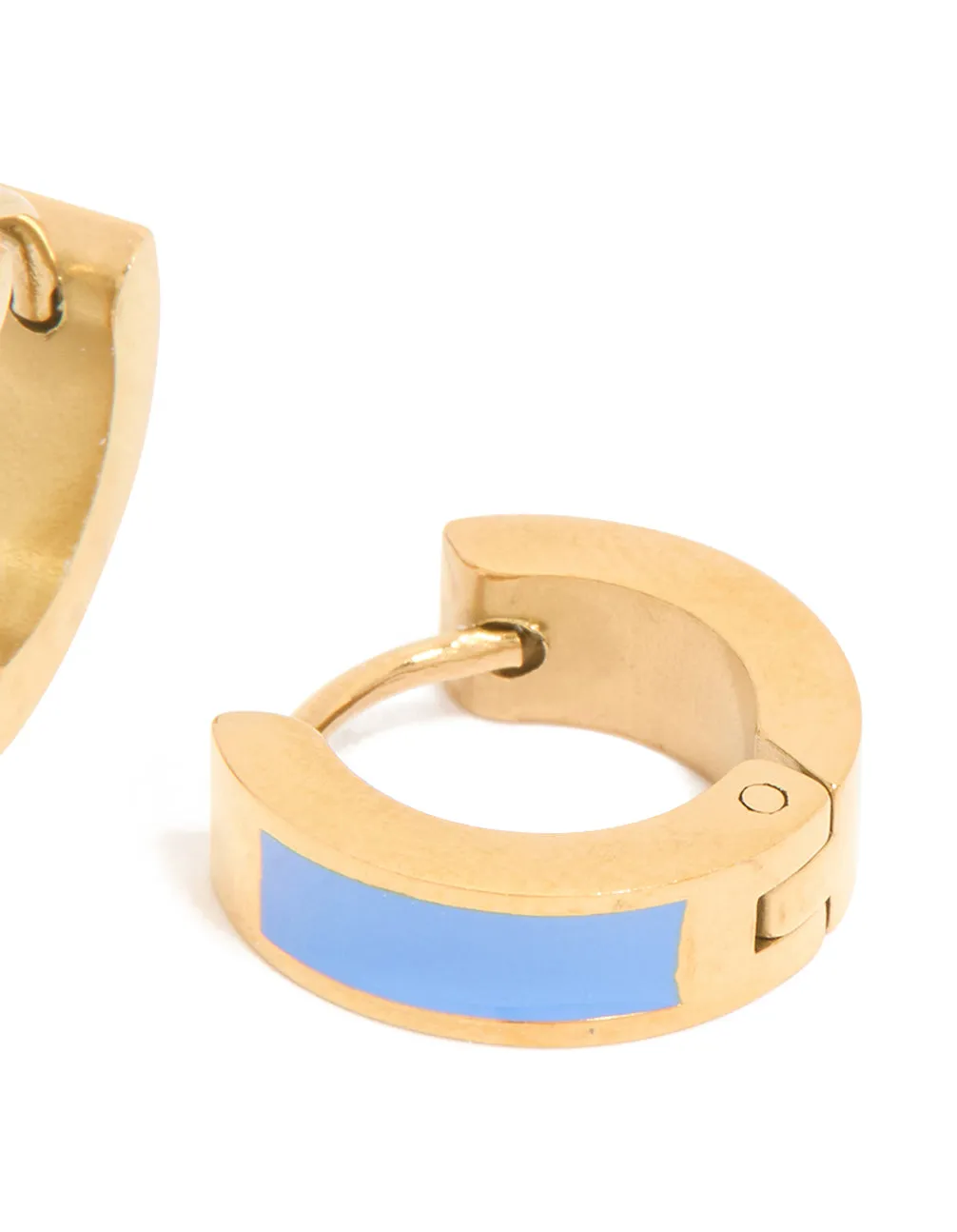 Waterproof Gold Plated Stainless Steel Small Blue Enamel Inlay Huggie Earrings sold by lovisa product image thumbnail 5