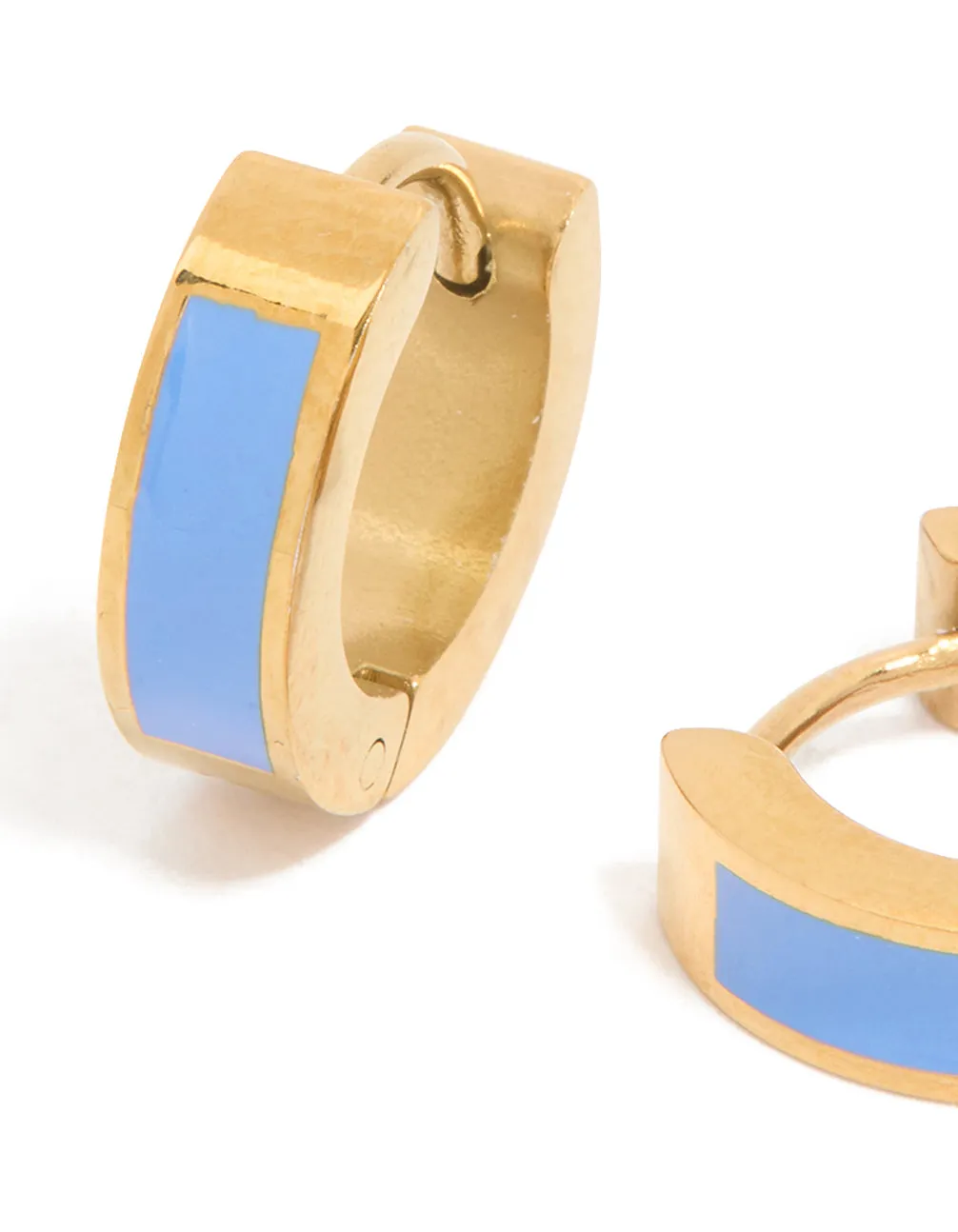 Waterproof Gold Plated Stainless Steel Small Blue Enamel Inlay Huggie Earrings sold by lovisa product image thumbnail 4