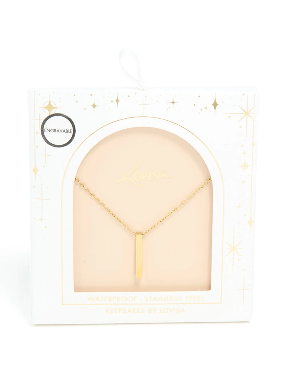 Waterproof Gold Plated Stainless Steel Pillar Engravable Pendant Necklace sold by lovisa product image thumbnail 3