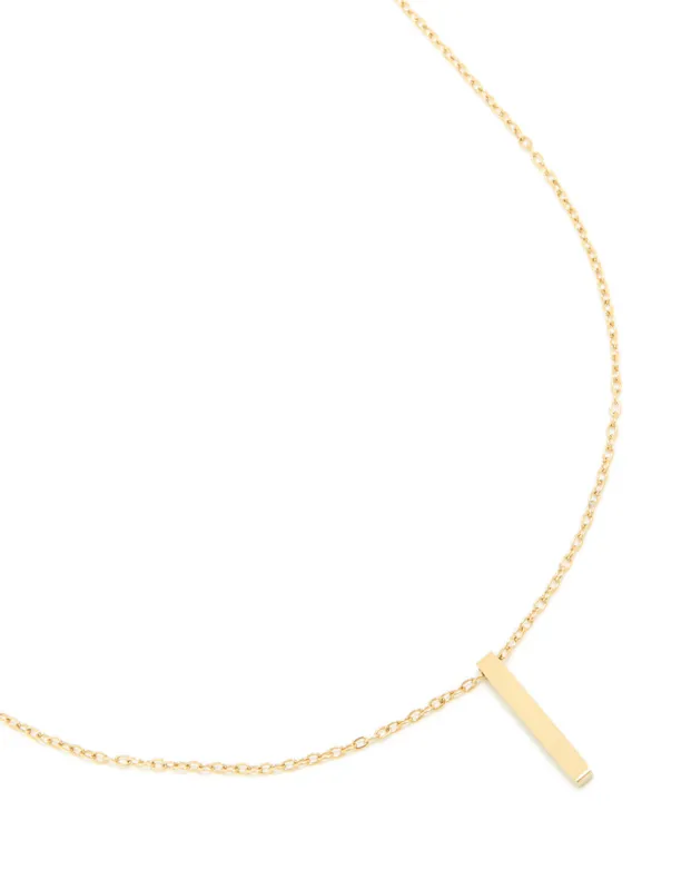 Waterproof Gold Plated Stainless Steel Pillar Engravable Pendant Necklace sold by lovisa