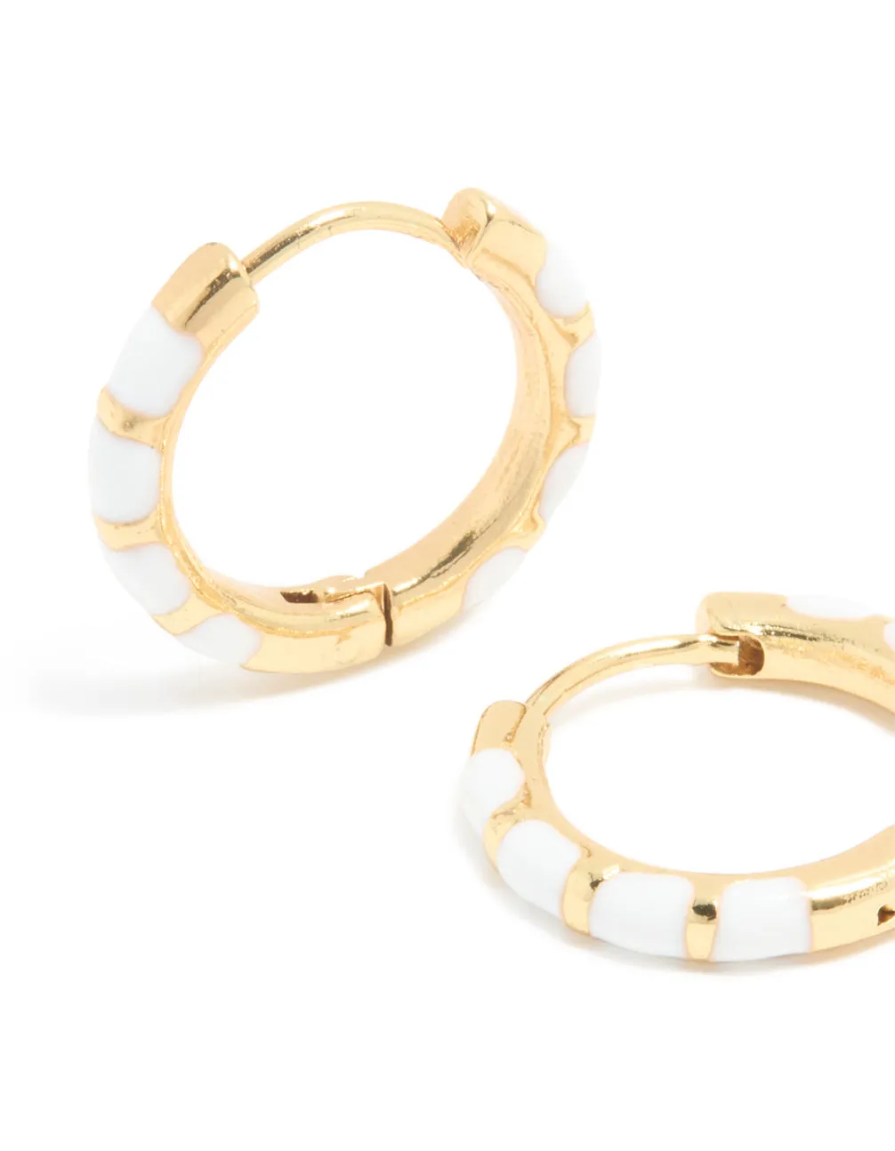 Waterproof Gold Plated Stainless Steel White Enamel Bamboo Huggie Earrings sold by lovisa product image thumbnail 4
