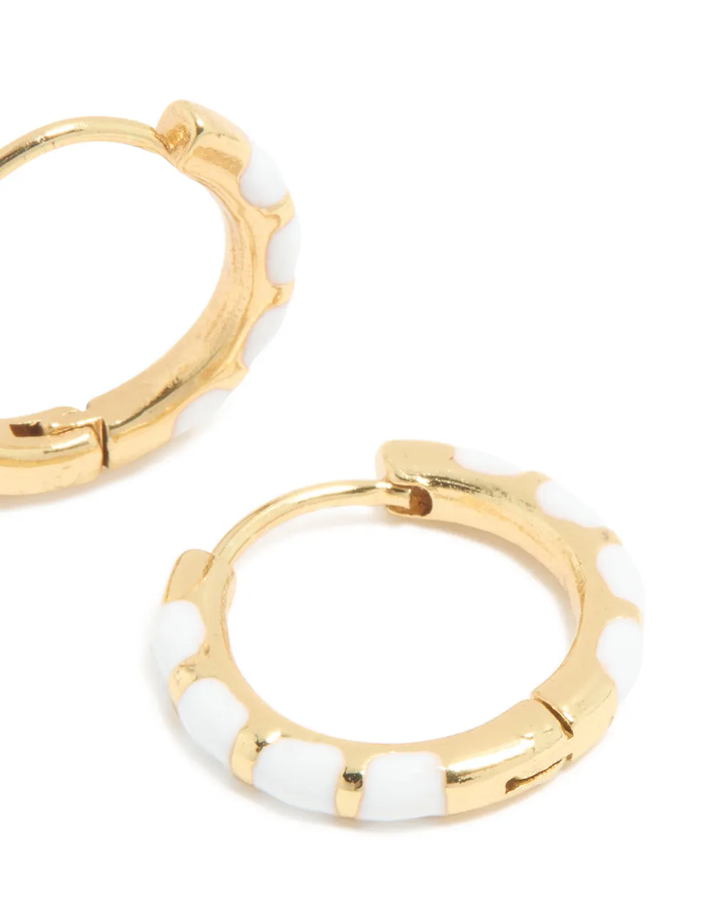 Waterproof Gold Plated Stainless Steel White Enamel Bamboo Huggie Earrings sold by lovisa product image thumbnail 5