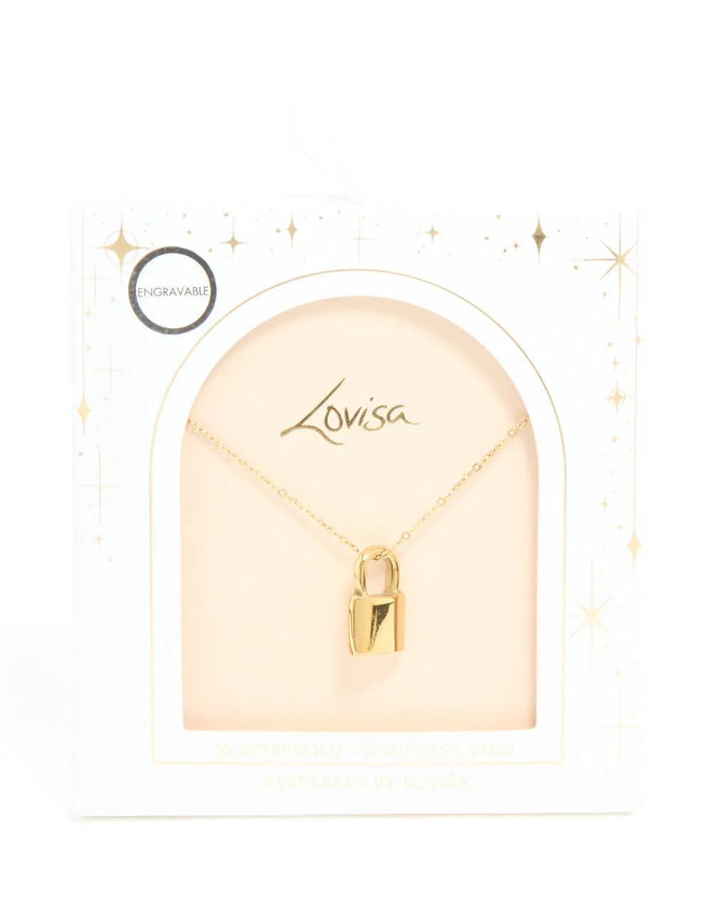 Waterproof Gold Plated Stainless Steel Lock Pendant Necklace sold by lovisa product image thumbnail 3