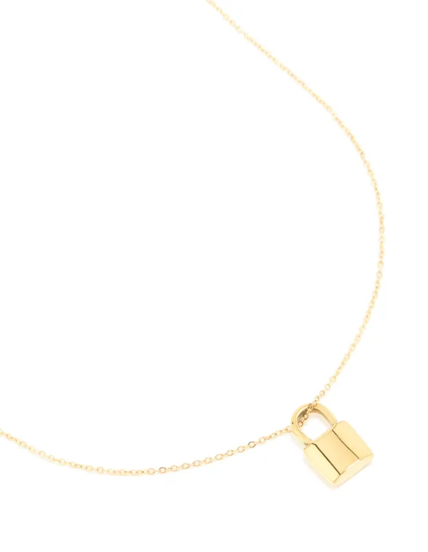 Waterproof Gold Plated Stainless Steel Lock Pendant Necklace made by lovisa