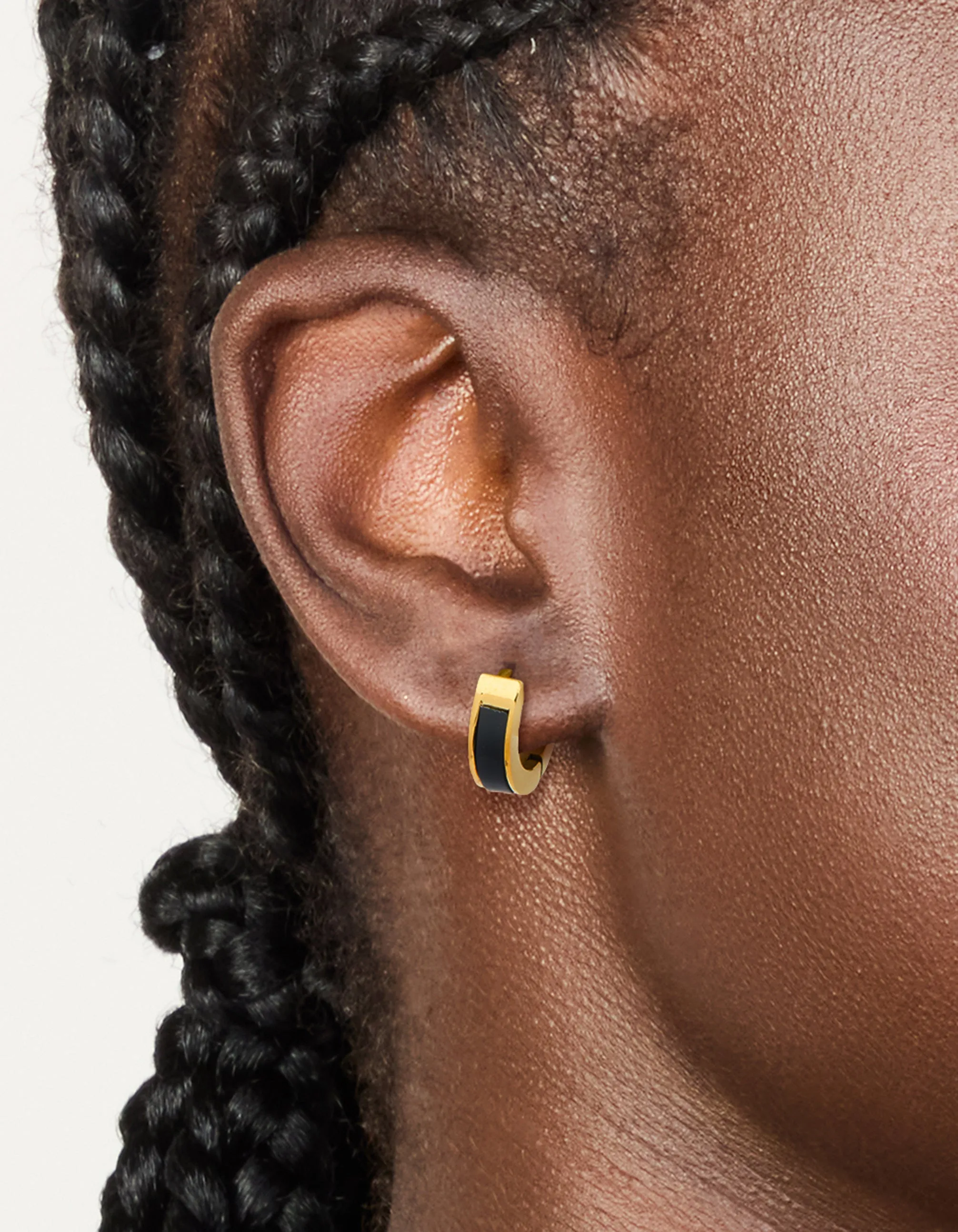 Waterproof Gold Plated Stainless Steel Small Black Enamel Inlay Huggie Earrings sold by lovisa product image thumbnail 2