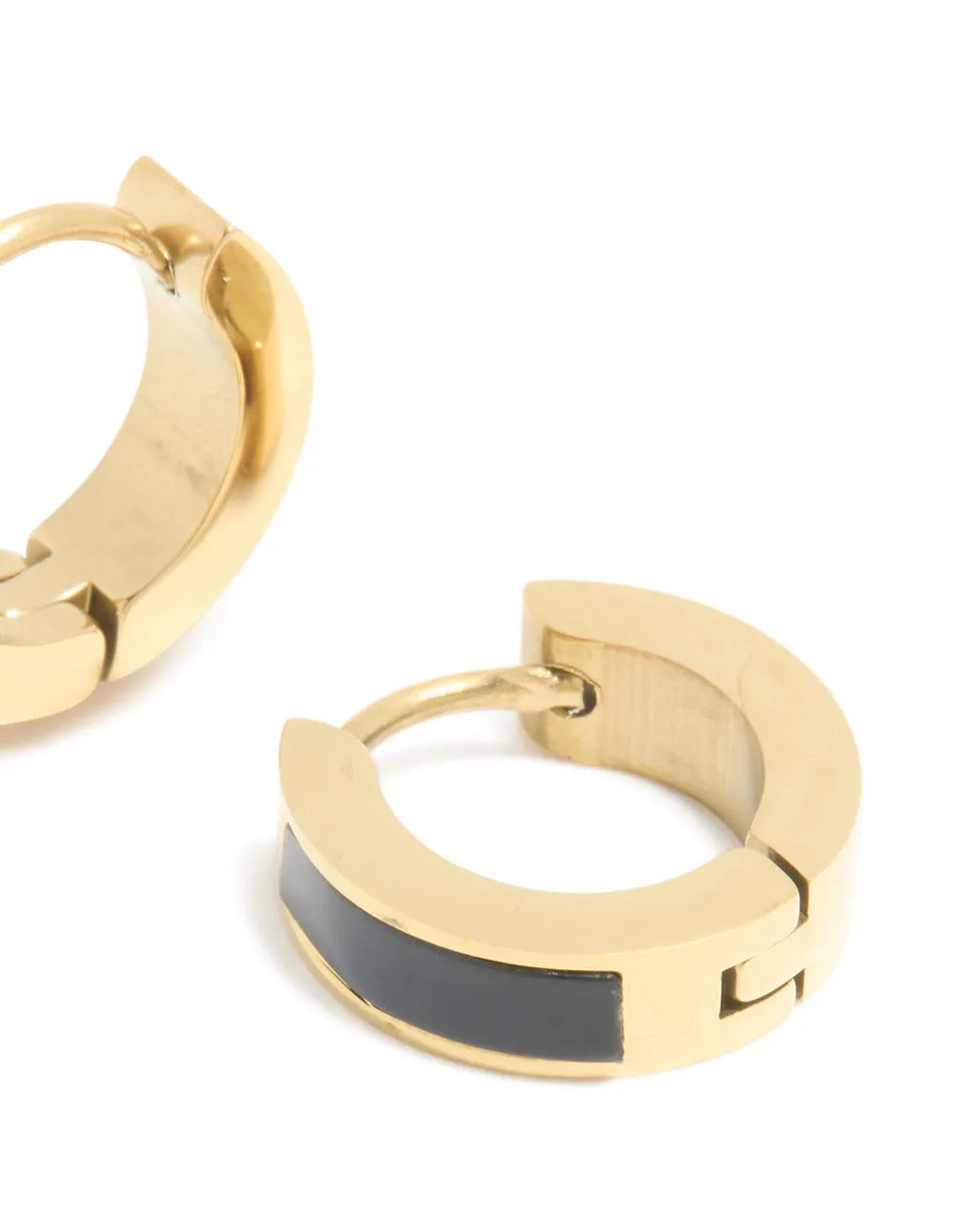 Waterproof Gold Plated Stainless Steel Small Black Enamel Inlay Huggie Earrings sold by lovisa product image thumbnail 5