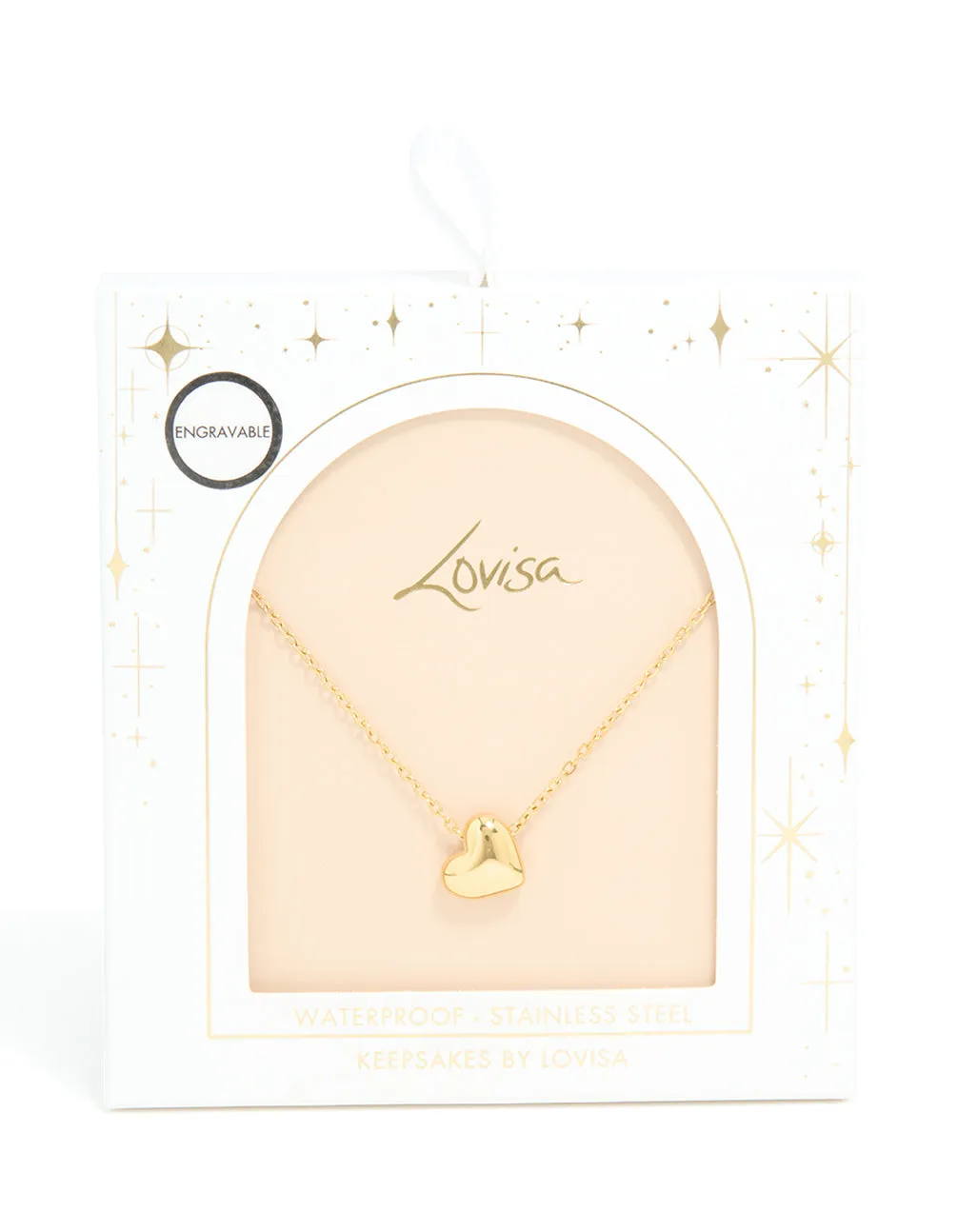Waterproof Gold Plated Stainless Steel Chunky Heart Pendant Necklace sold by lovisa product image thumbnail 3