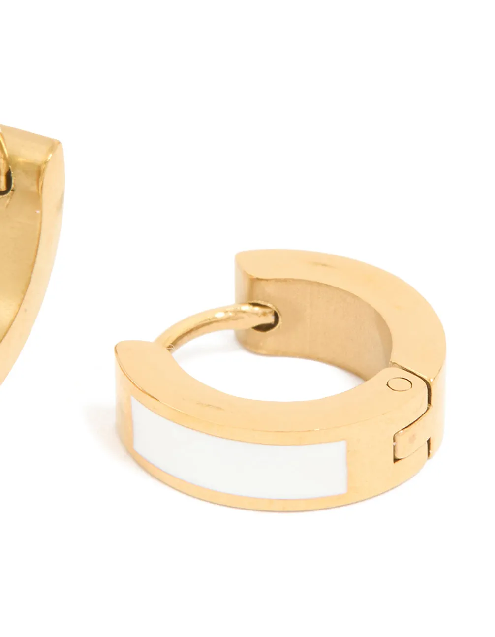 Waterproof Gold Plated Stainless Steel Small White Enamel Inlay Huggie Earrings sold by lovisa product image thumbnail 5