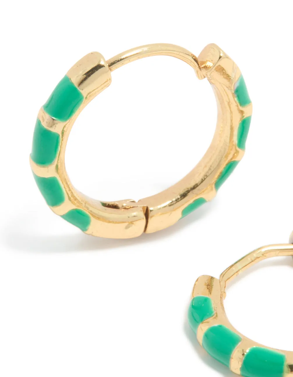 Waterproof Gold Plated Stainless Steel Bamboo Green Enamel Huggie Earrings sold by lovisa product image thumbnail 4