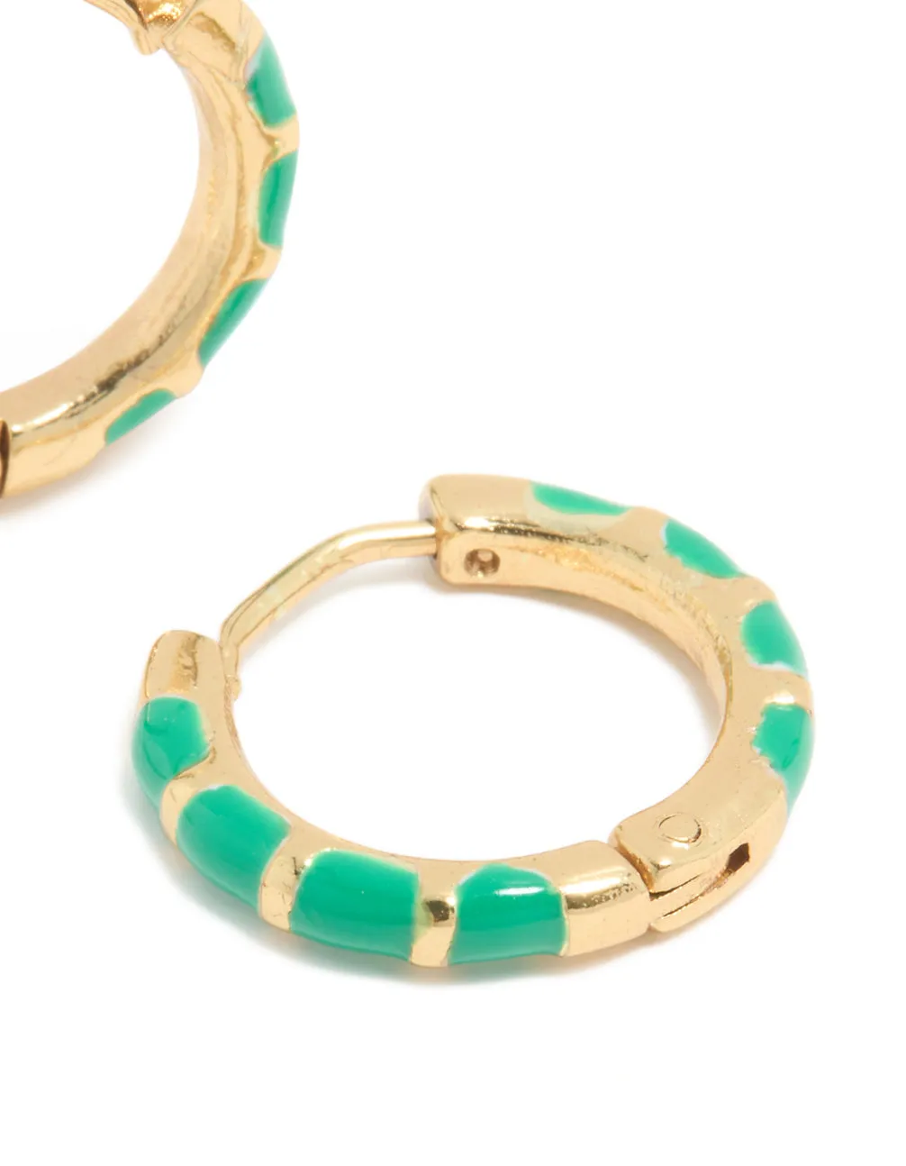 Waterproof Gold Plated Stainless Steel Bamboo Green Enamel Huggie Earrings sold by lovisa product image thumbnail 5