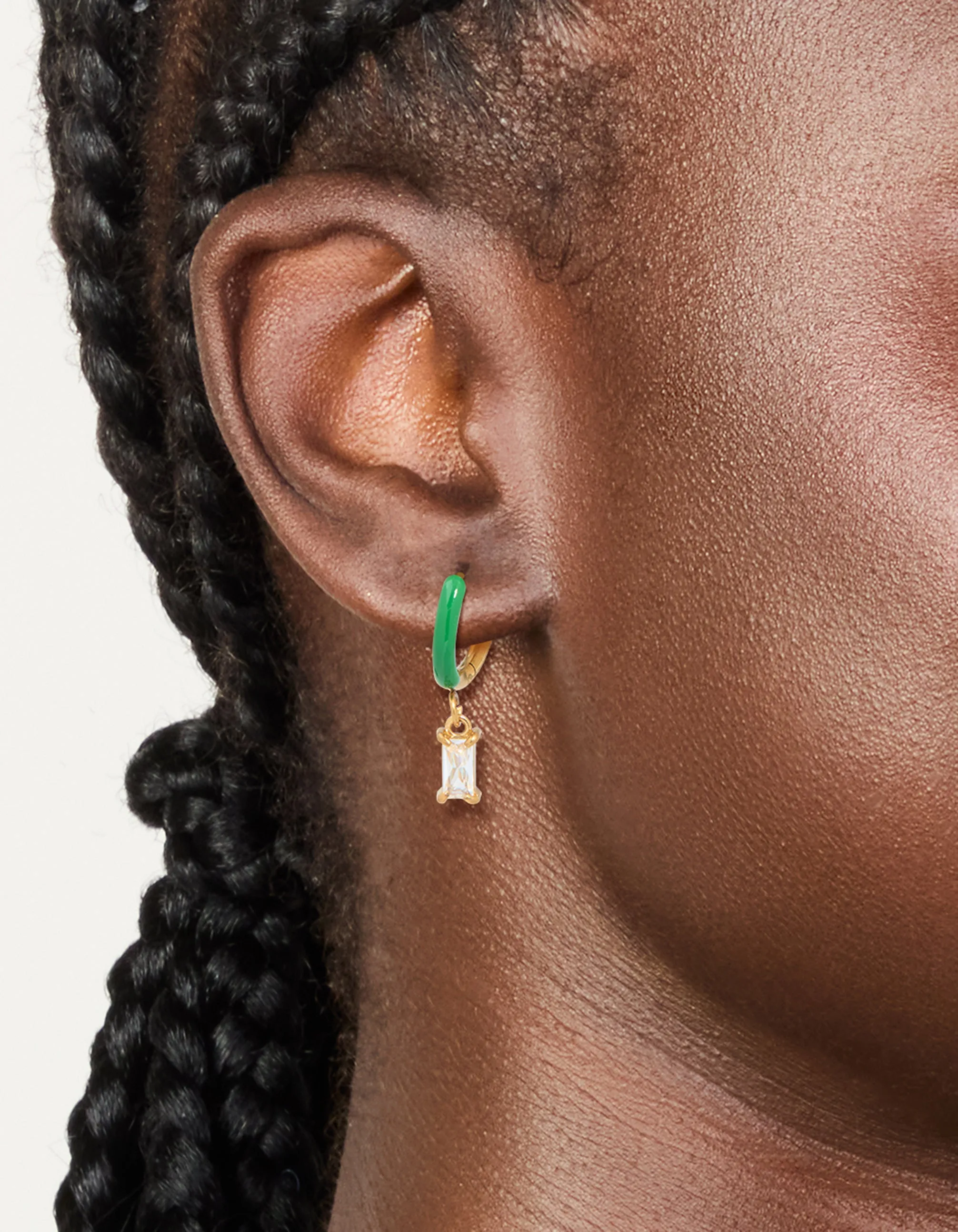 Waterproof Gold Plated Stainless Steel Emerald Green Enamel Cubic Zirconia Charm Huggie Earrings sold by lovisa product image thumbnail 2