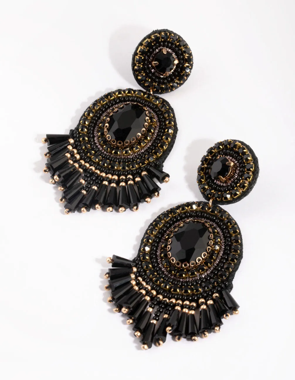 Black Beaded Drop Earrings sold by lovisa