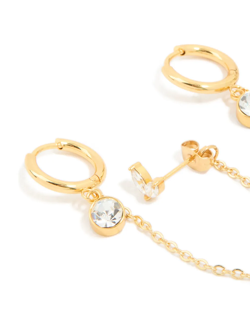 Waterproof Gold Plated Stainless Steel Cubic Zirconia Mixed Earrings 2-Pack sold by lovisa product image thumbnail 2