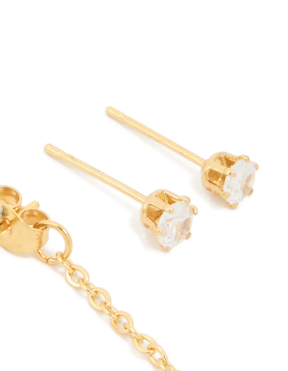 Waterproof Gold Plated Stainless Steel Cubic Zirconia Mixed Earrings 2-Pack sold by lovisa product image thumbnail 3