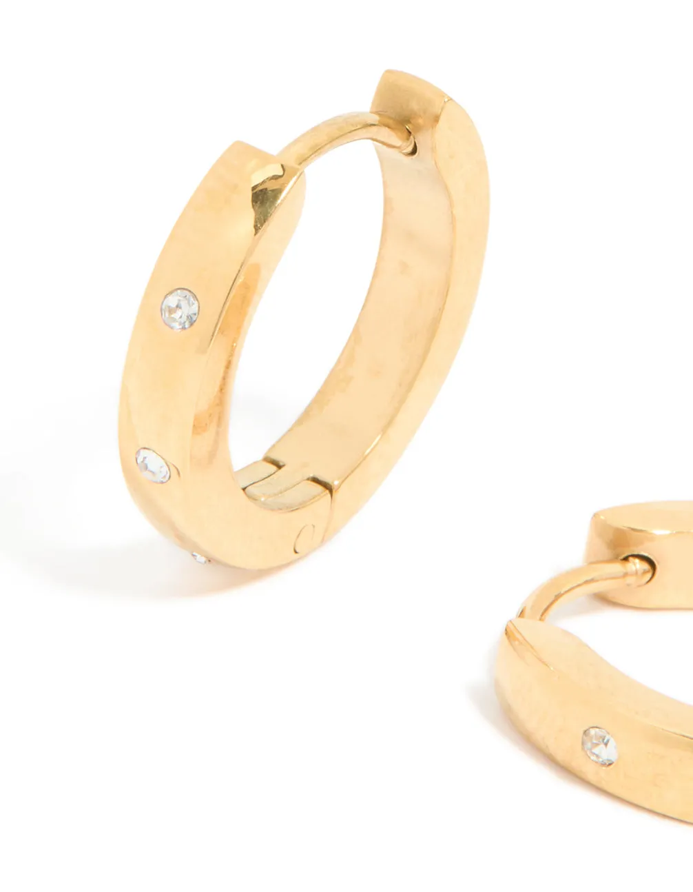 Waterproof Gold Plated Stainless Steel Cubic Zirconia Trio Huggie Earrings sold by lovisa product image thumbnail 4