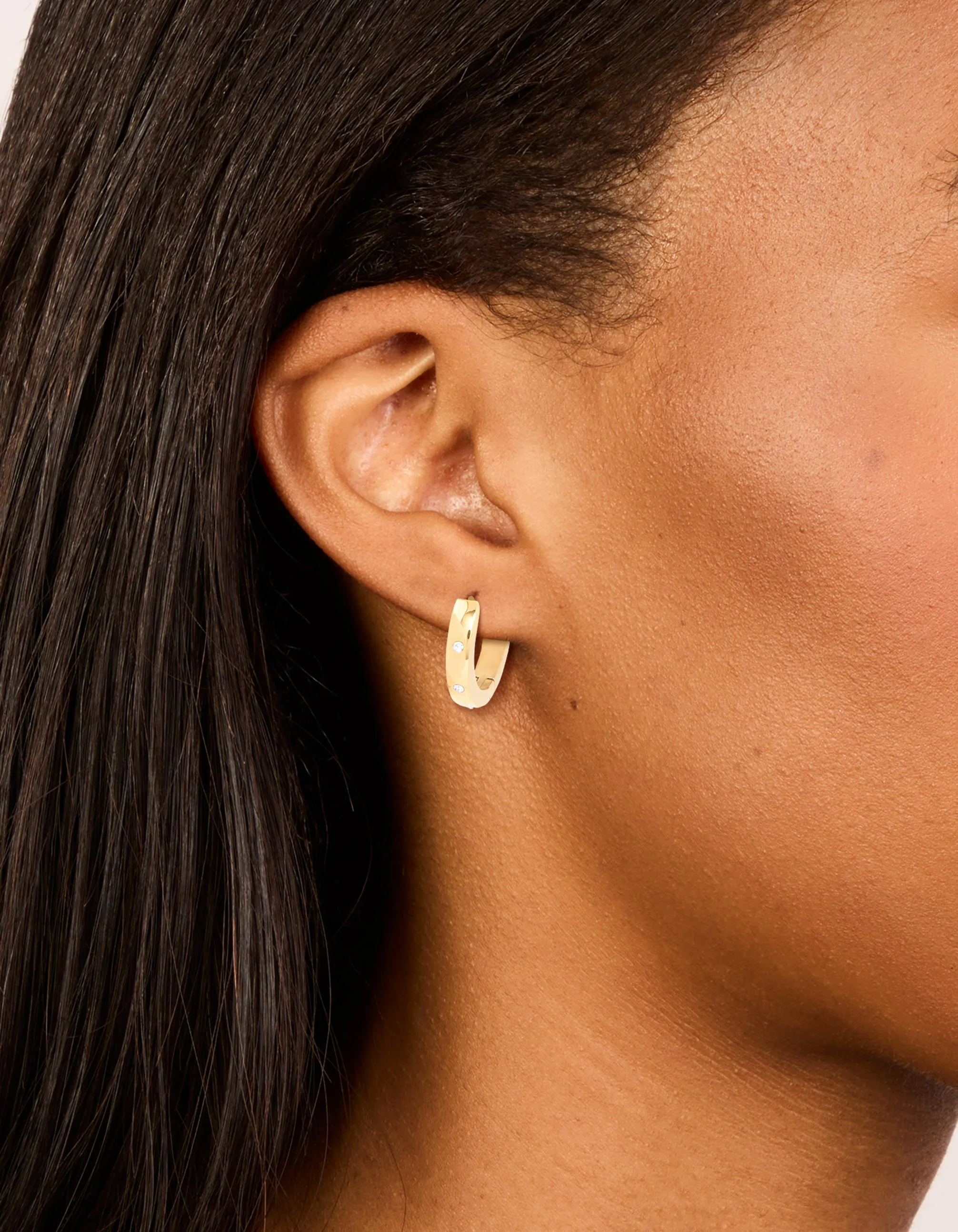 Waterproof Gold Plated Stainless Steel Cubic Zirconia Trio Huggie Earrings sold by lovisa product image thumbnail 2