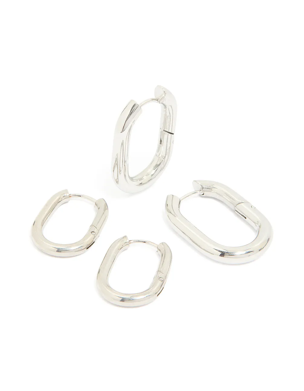 Waterproof Stainless Steel Square Oval Hoop Earrings 2-Pack sold by lovisa