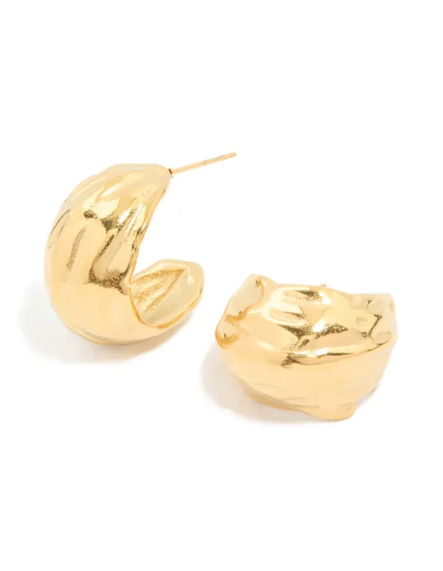 Waterproof Gold Plated Stainless Steel Curved Hoop Earrings sold by lovisa