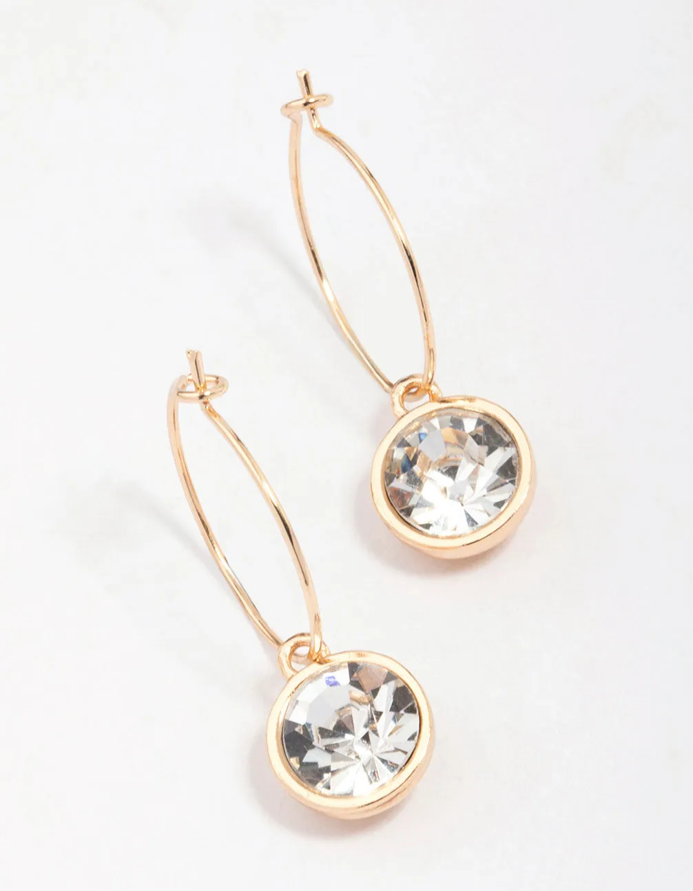Gold Circle Encased Diamante Hoop Earrings sold by lovisa