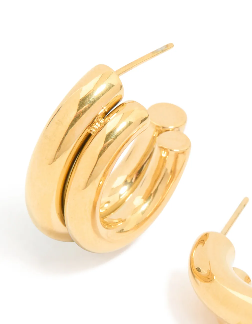 Waterproof Gold Plated Stainless Steel Double Illusion Hoop Earrings sold by lovisa product image thumbnail 4