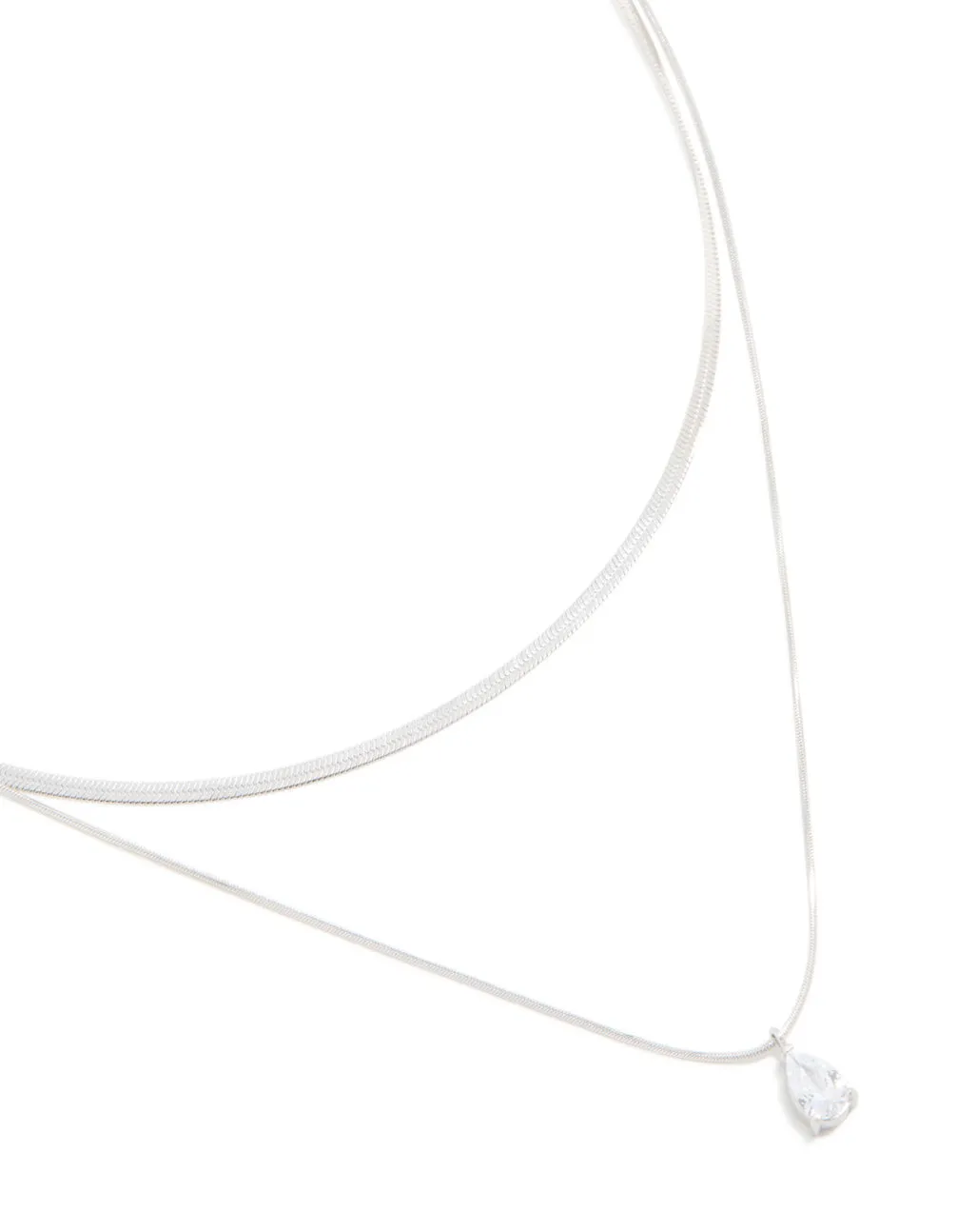 Waterproof Stainless Steel Cubic Zirconia & Chain Pendant Layered Necklace sold by lovisa