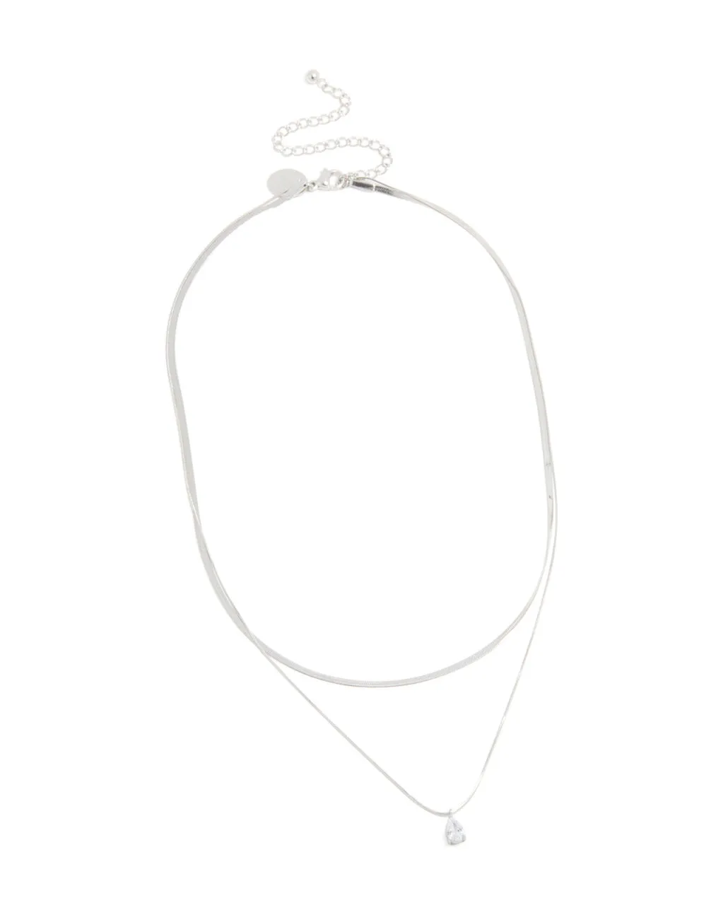 Waterproof Stainless Steel Cubic Zirconia & Chain Pendant Layered Necklace sold by lovisa product image thumbnail 2