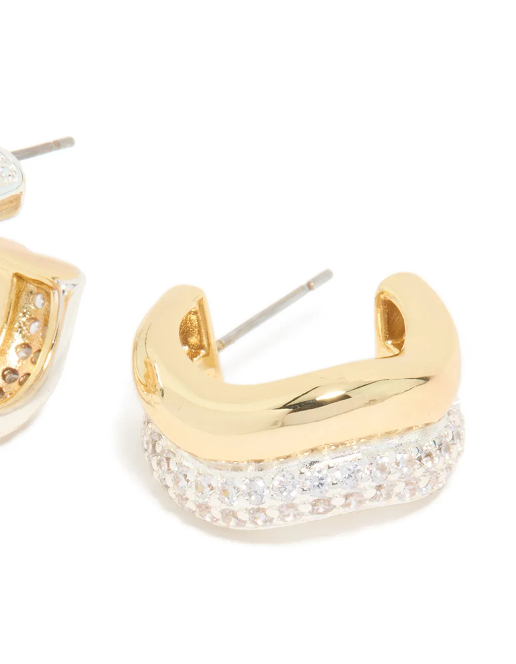 Mixed Metal Plated Cubic Zirconia Double Wave Earrings sold by lovisa product image thumbnail 3